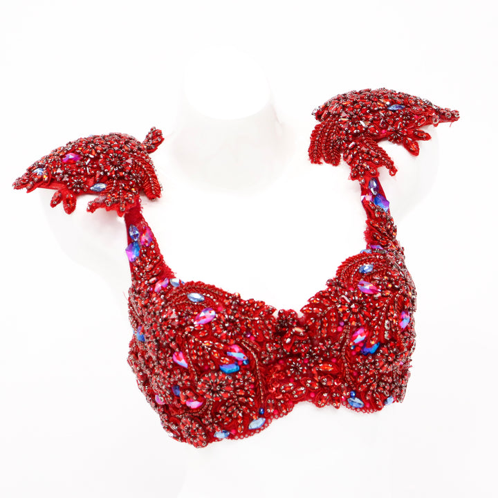 QS ST: Red Blaze Your Couture. Custom Large Bra Top/Pro with Lifestyle Rise.