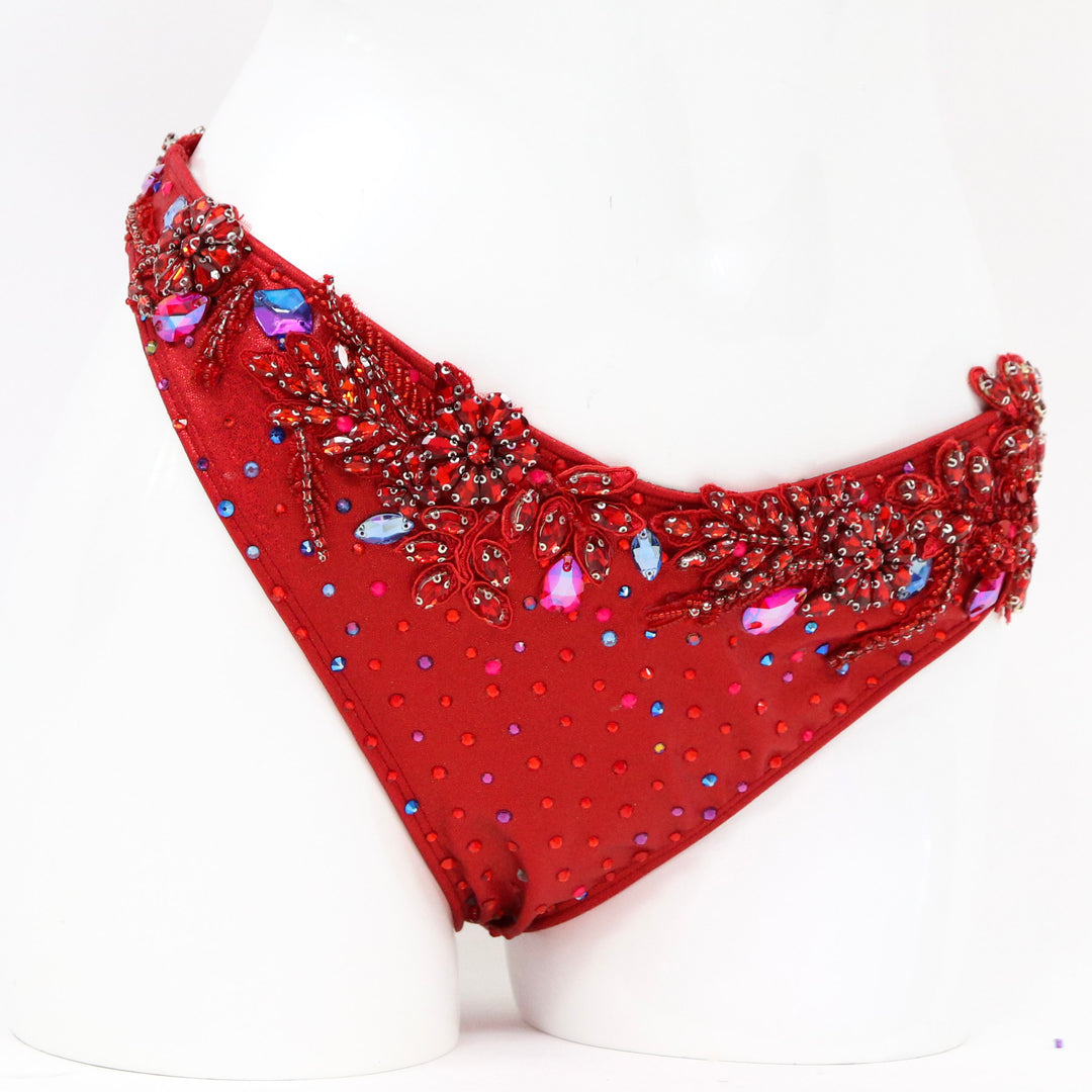 QS ST: Red Blaze Your Couture. Custom Large Bra Top/Pro with Lifestyle Rise.