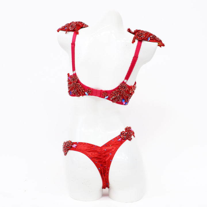 QS ST: Red Blaze Your Couture. Custom Large Bra Top/Pro with Lifestyle Rise.