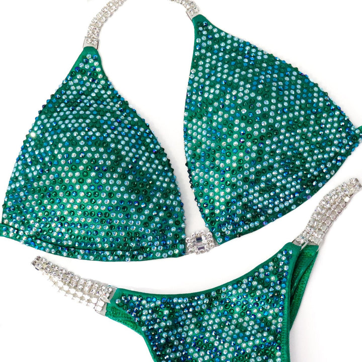 Holly's Green Goddess Angel Pro green hologram suit for NPC bikini competition suit and figure competition suits