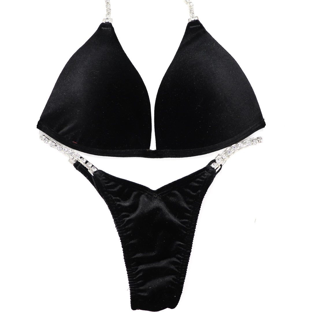 QS ST: The Simple Suit. Velvet Black. Medium Molded/Micro with Petite Rise.