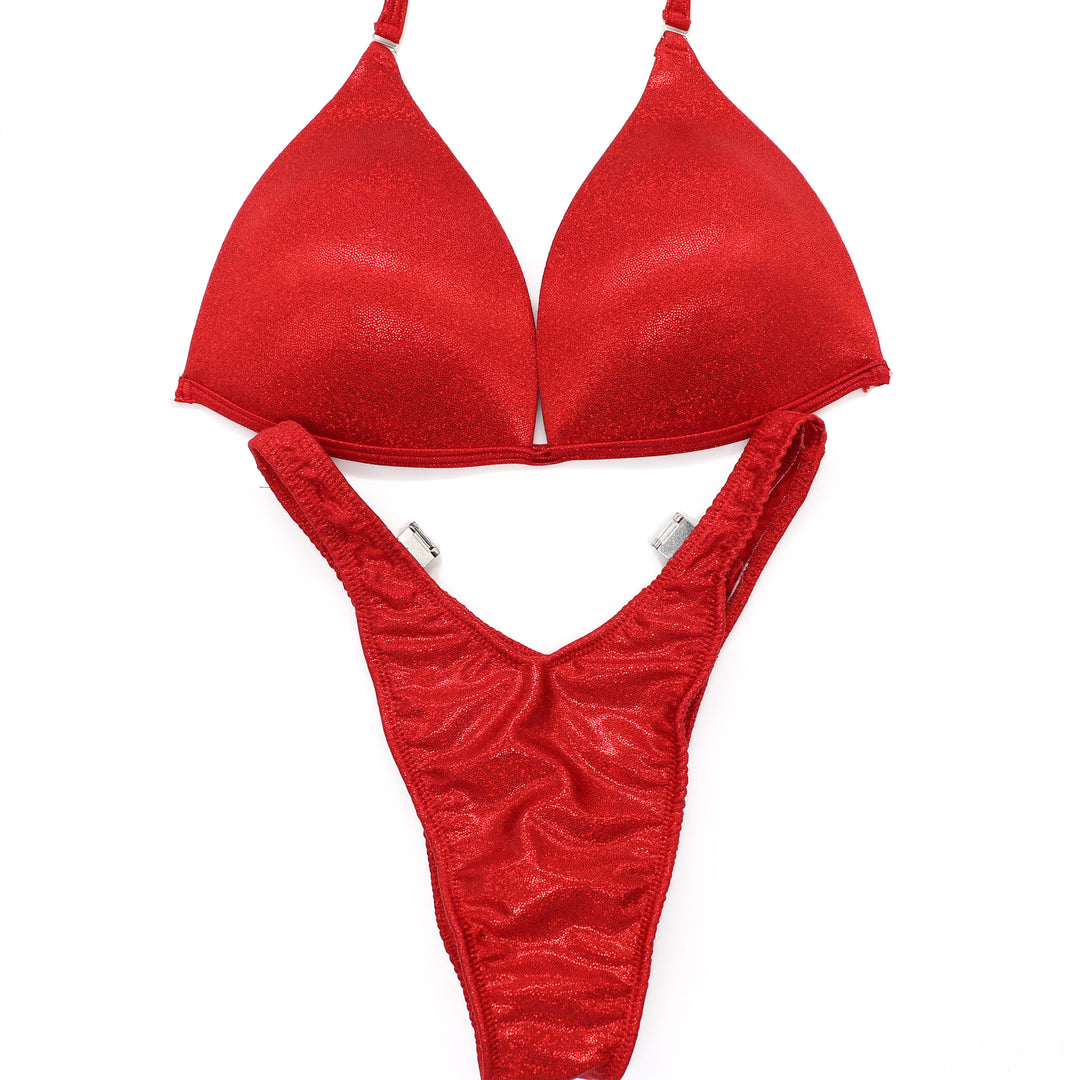QS ST: Hologram Red Posing Practice Suit. Medium Molded/Standard Figure.