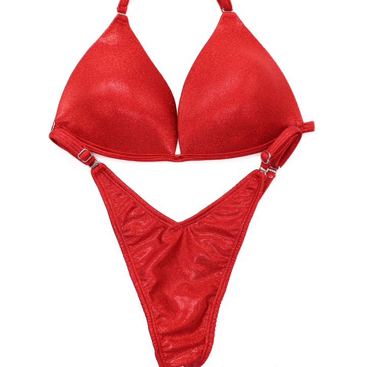 QS ST: Hologram Red Posing Practice Suit. Small Molded/Pro with Modest Rise.