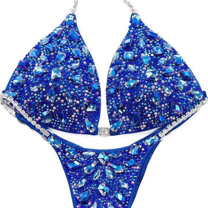 Custom Platinum Pro blue competition bikinis with crystals for NPC bikini competition suit and figure competition suits