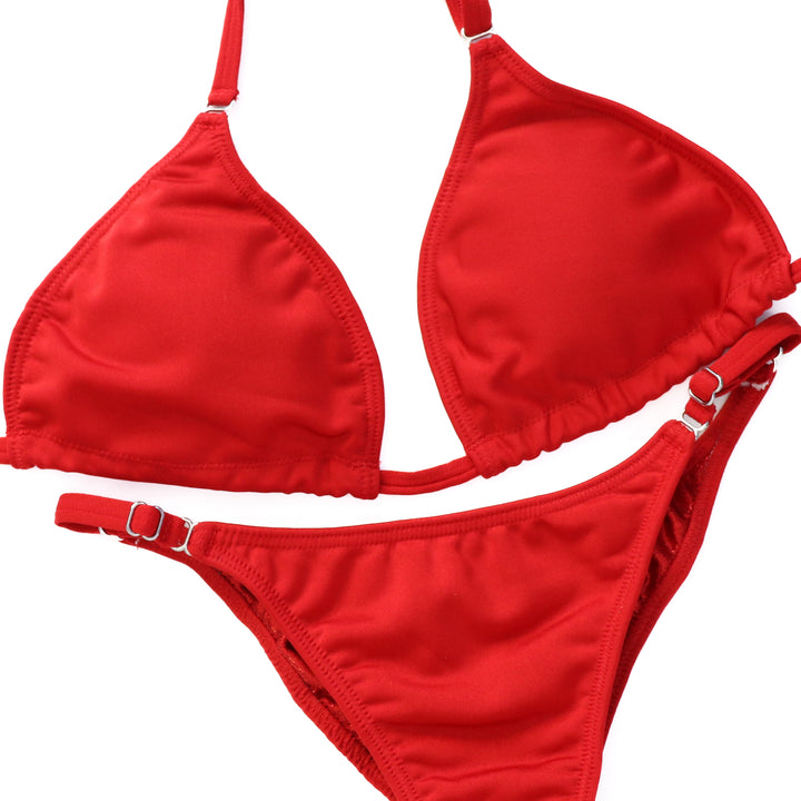 QS ST: Matte Red Fit Model Suit. Medium/Fit Model 1.