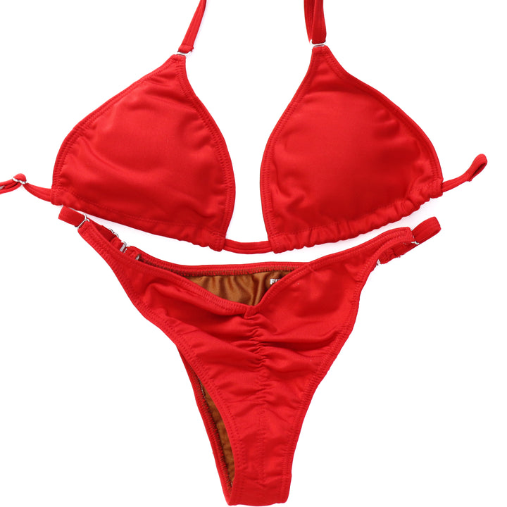 QS ST: Matte Red Fit Model Suit. Medium/Fit Model 1.