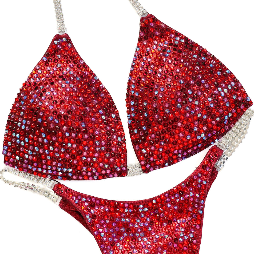 QS ST: Diamond Pro Multi Color. Hologram Maroon. Medium Molded/Pro with Modest Rise.  Angel Competition BikinisThe best NPC Competition Suits for the Bikini Division, Fit Model Division Suits, and bodybuilding suits.