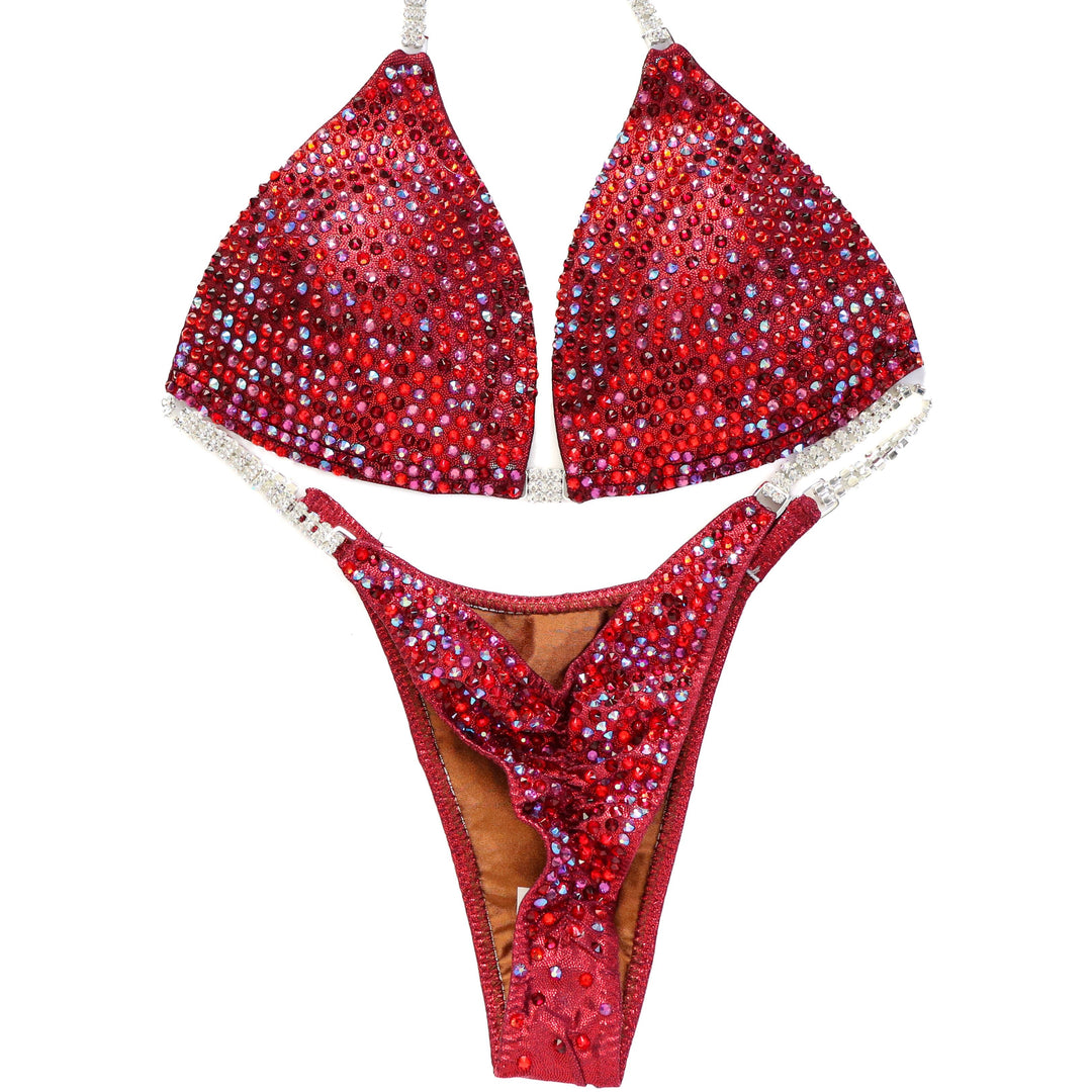QS ST: Diamond Pro Multi Color. Hologram Maroon. Medium Molded/Pro with Modest Rise.  Angel Competition BikinisThe best NPC Competition Suits for the Bikini Division, Fit Model Division Suits, and bodybuilding suits.