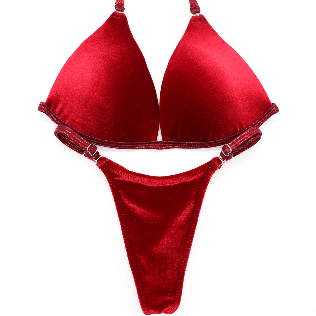 QS ST: Velvet Red Posing Practice Suit. Medium Molded/Pro.