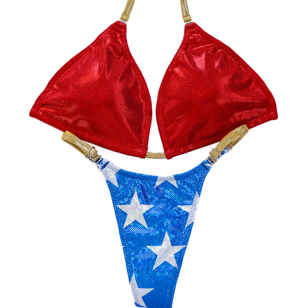 QS ST: Wonder Woman Posing Practice Suit. Medium/Pro.  Angel Competition BikinisThe best NPC Competition Suits for the Bikini Division, Fit Model Division Suits, and bodybuilding suits.