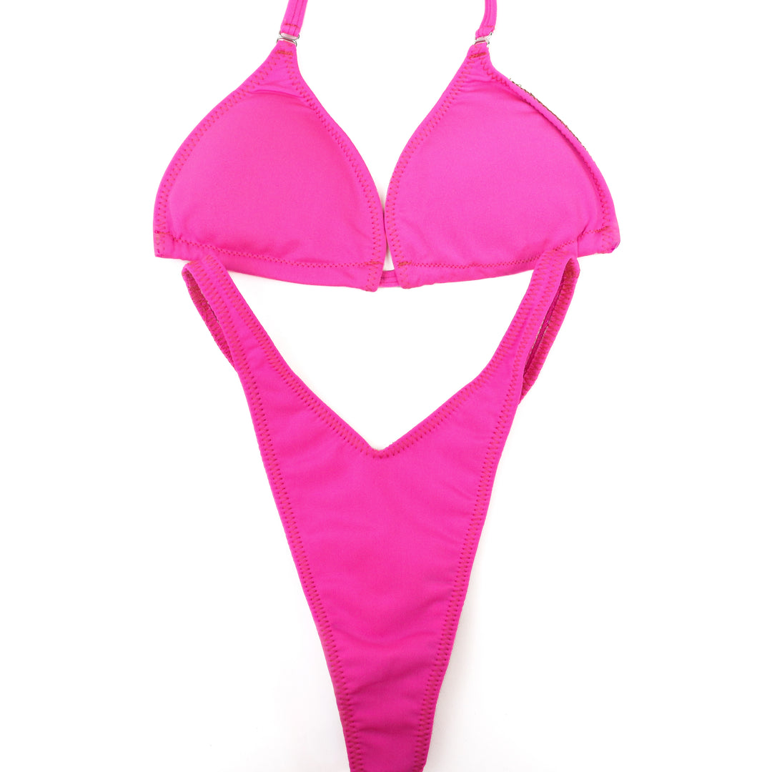 QS ST: Matte Pink Posing Practice Suit. Small/Pro with Modest Rise.