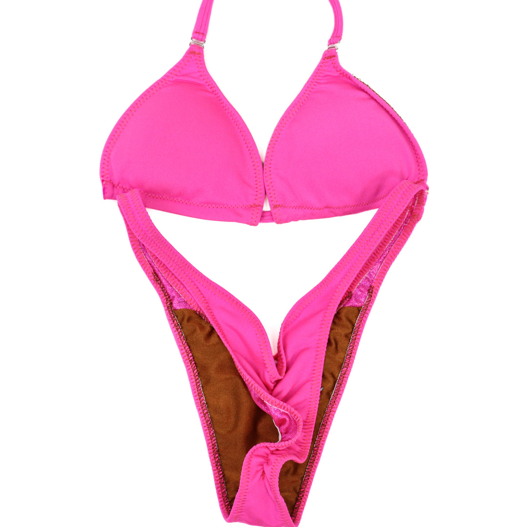 QS ST: Matte Pink Posing Practice Suit. Small/Pro with Modest Rise.