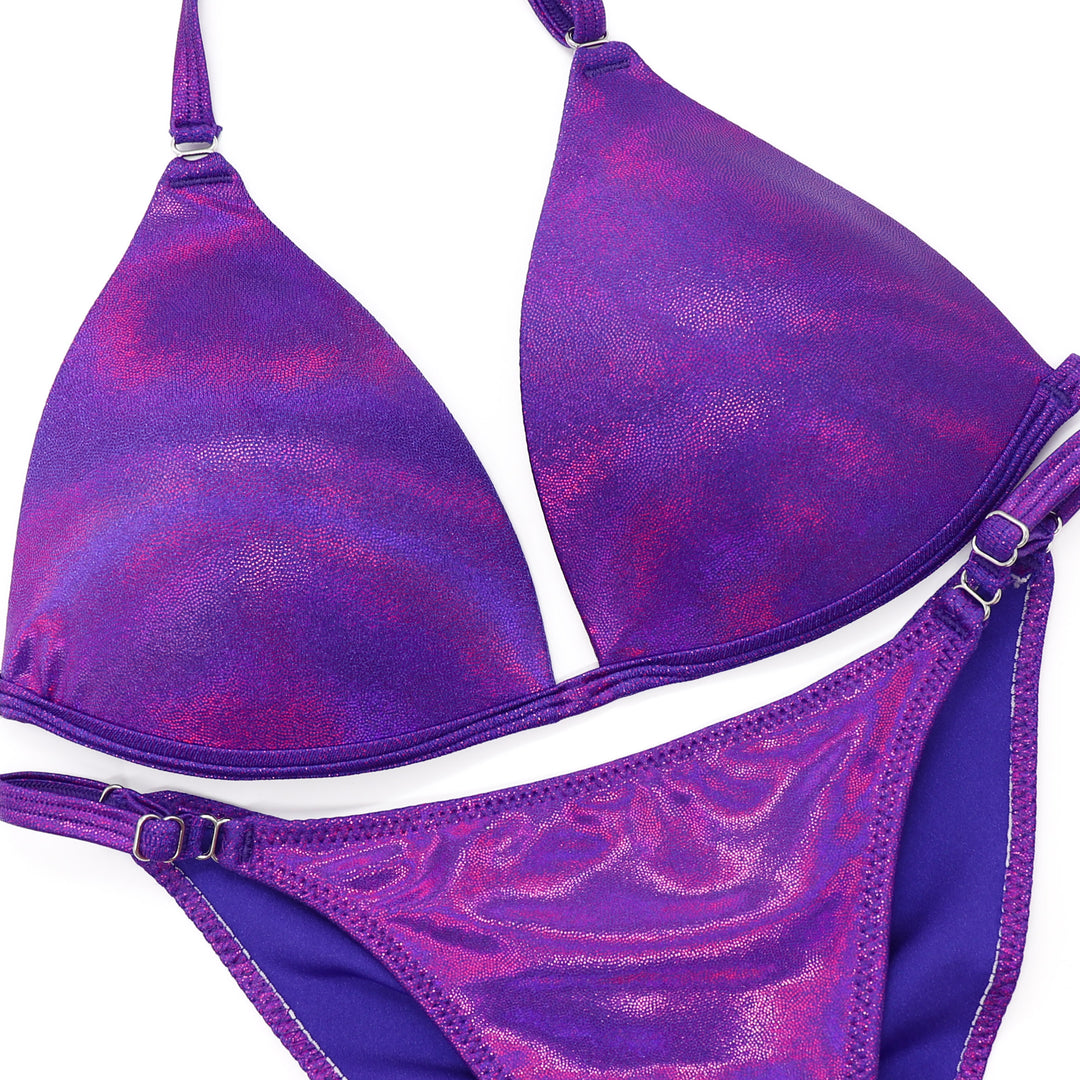 Hologram Purple Fit Model Competition Suit