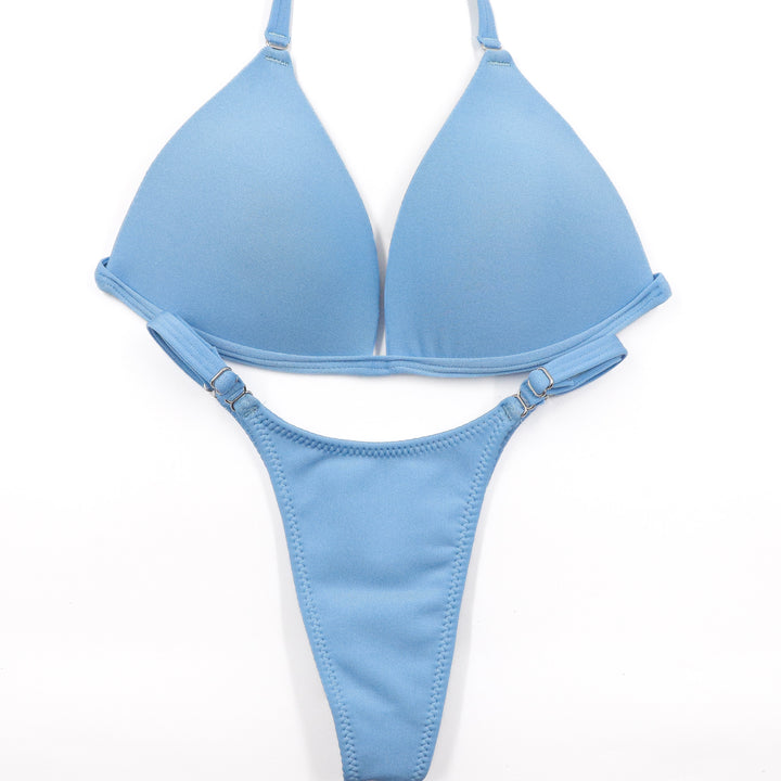 QS ST: Matte Baby Blue Posing Practice Suit. Medium Molded/Pro.