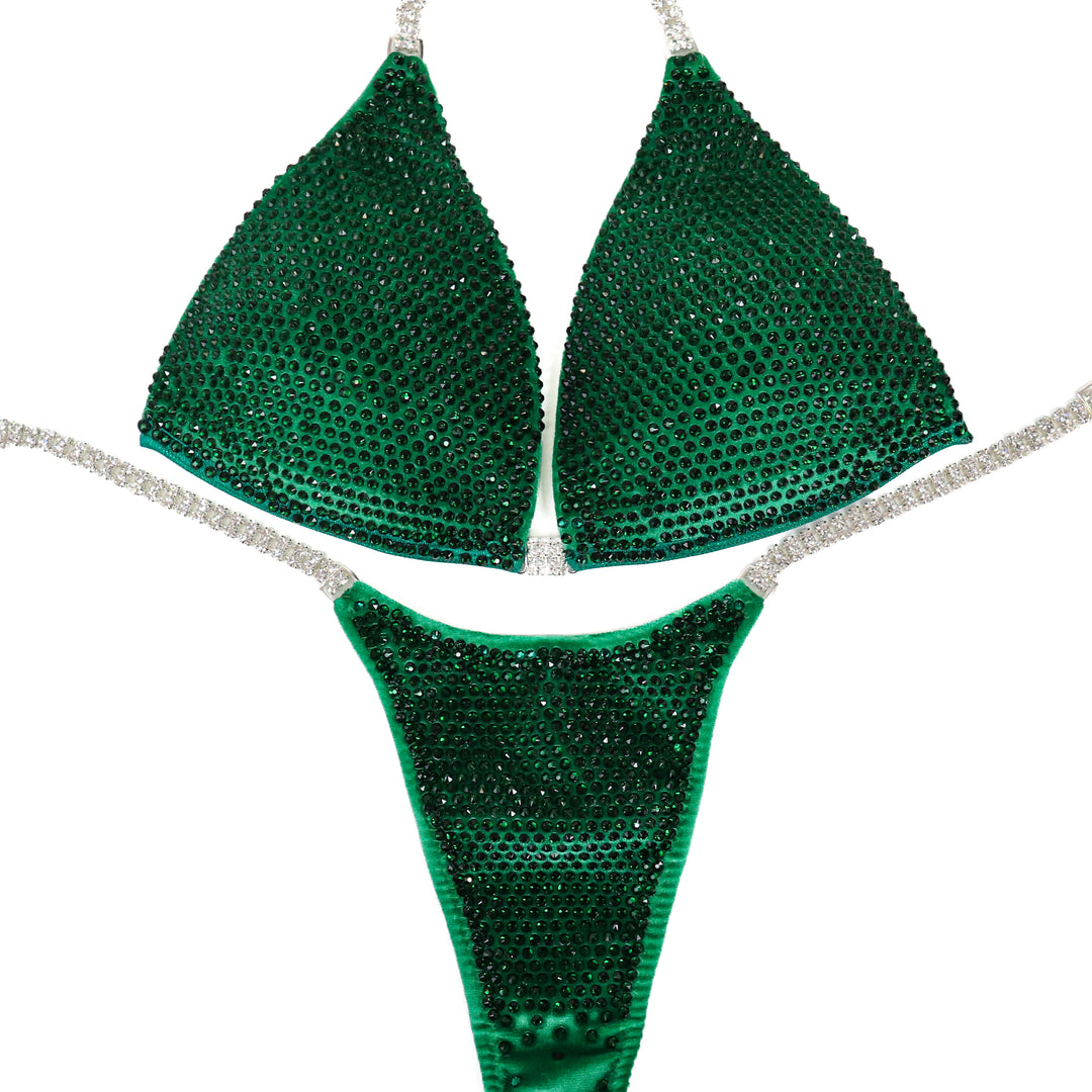 QS ST: Velvet Emerald Angel Pro. Medium Molded/Pro.  Angel Competition BikinisThe best NPC Competition Suits for the Bikini Division, Fit Model Division Suits, and bodybuilding suits.
