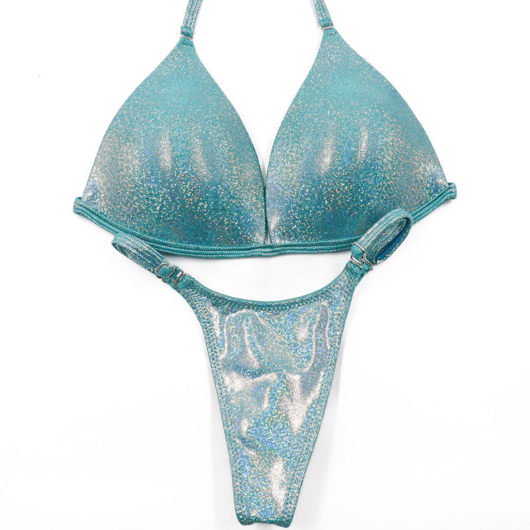 QS ST: Hologram Aqua Posing Practice Suit. Medium Molded/Pro.