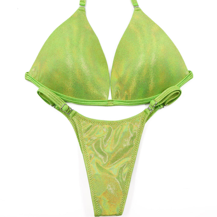 QS ST: Hologram Lime Posing Practice Suit. Medium Molded/Pro.