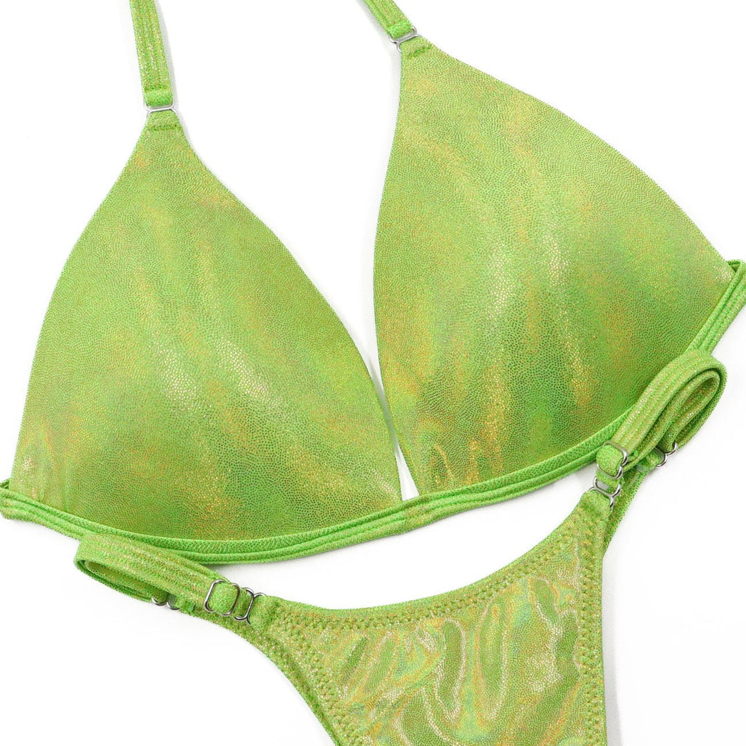QS ST: Hologram Lime Posing Practice Suit. Medium Molded/Pro.
