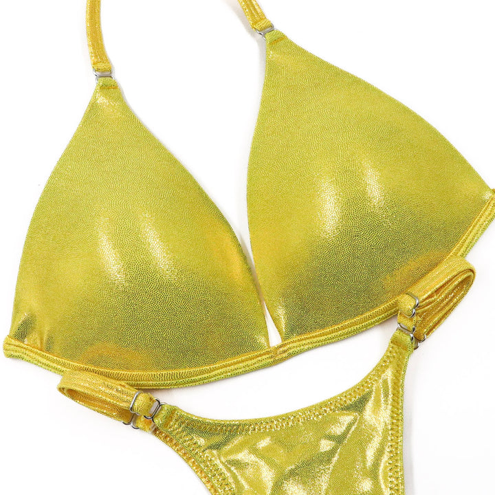 QS ST: Hologram Yellow Posing Practice Suit. Medium Molded/Pro.