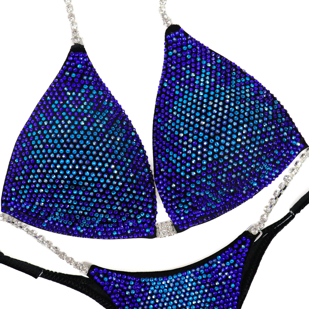 QS ST: Velvet Blue Blaze Nova. Velvet Black. Medium Molded/Pro.  Angel Competition BikinisThe best NPC Competition Suits for the Bikini Division, Fit Model Division Suits, and bodybuilding suits.