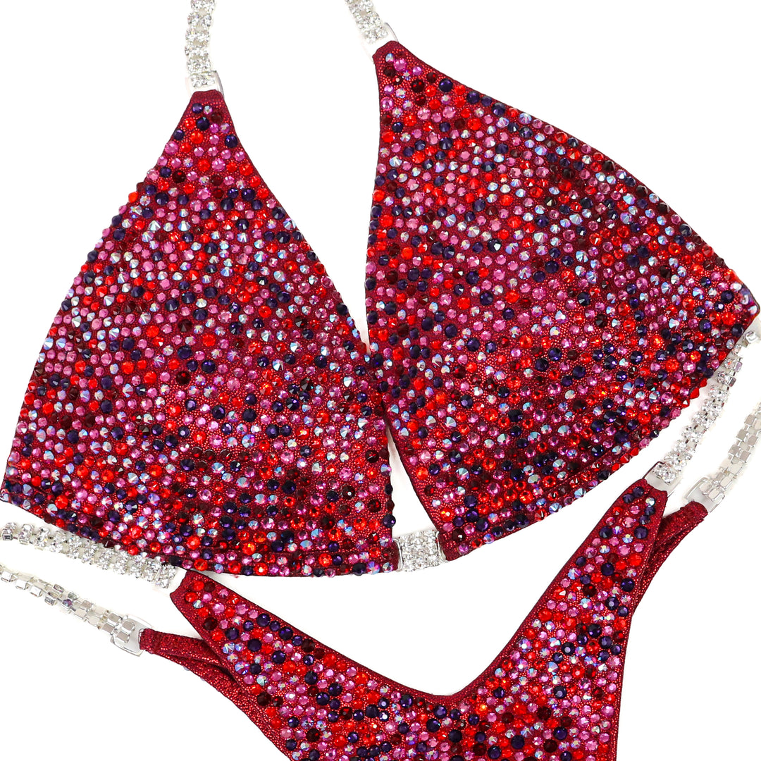 Raspberry Ruby Radiance  Angel Competition BikinisThe best NPC Competition Suits for the Bikini Division, Fit Model Division Suits, and bodybuilding suits.