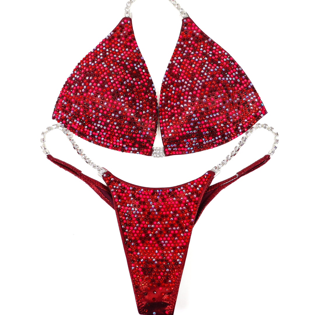 QS ST: Ruby Rave Angel Pro. Hologram Maroon. Medium Molded/Pro.  Angel Competition BikinisThe best NPC Competition Suits for the Bikini Division, Fit Model Division Suits, and bodybuilding suits.