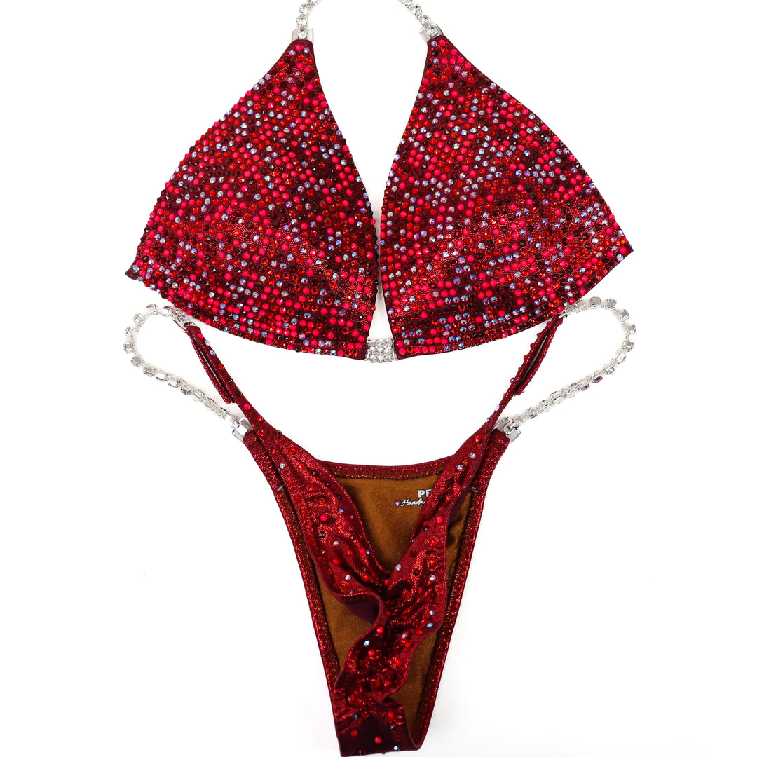 QS ST: Ruby Rave Angel Pro. Hologram Maroon. Medium Molded/Pro.  Angel Competition BikinisThe best NPC Competition Suits for the Bikini Division, Fit Model Division Suits, and bodybuilding suits.