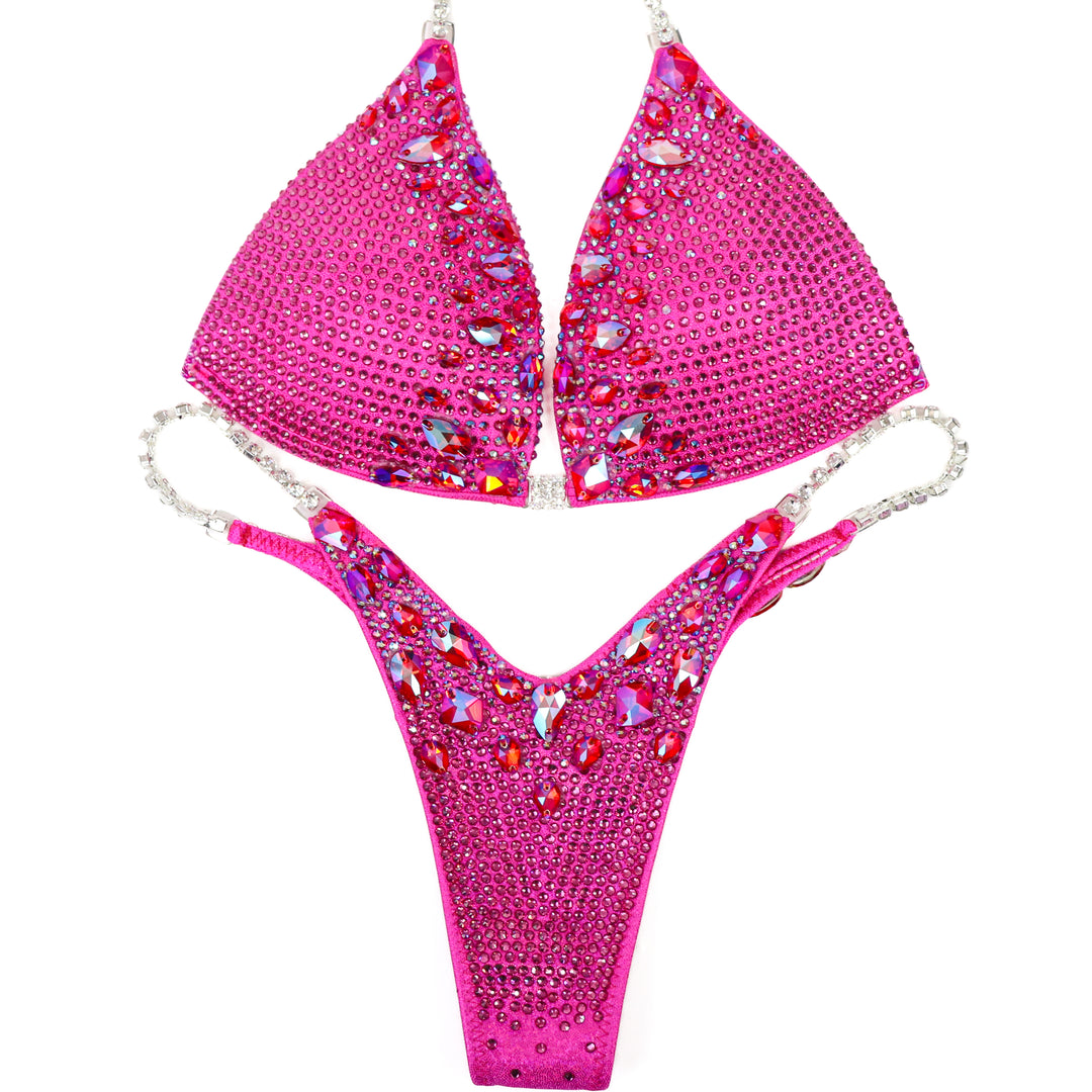 QS ST: Platinum Pink Ombre. Hologram Pink. Medium Molded/Pro.  Angel Competition BikinisThe best NPC Competition Suits for the Bikini Division, Fit Model Division Suits, and bodybuilding suits.
