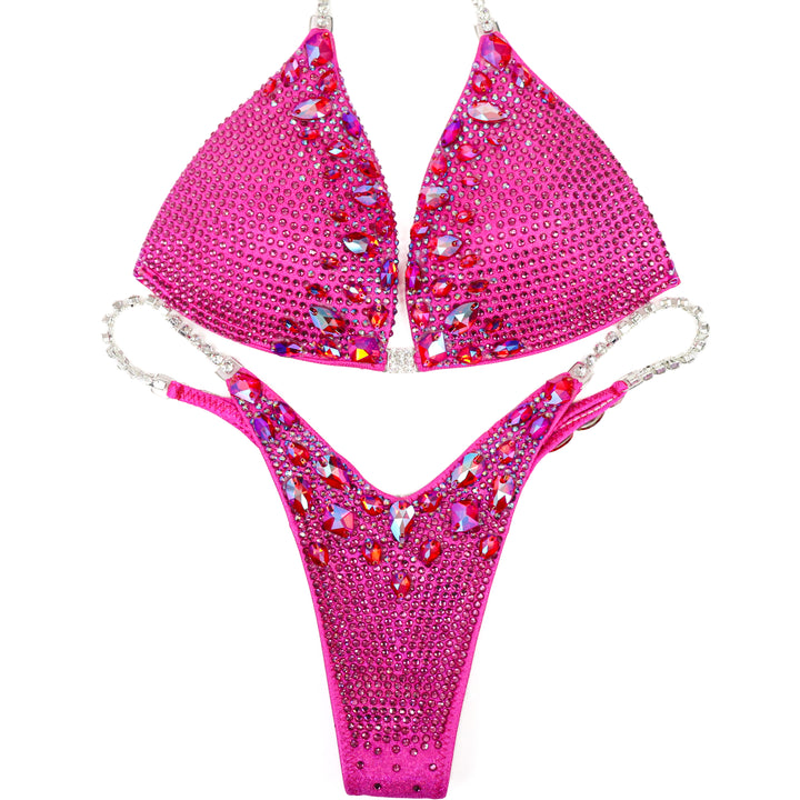 QS ST: Platinum Pink Ombre. Hologram Pink. Medium Molded/Pro.  Angel Competition BikinisThe best NPC Competition Suits for the Bikini Division, Fit Model Division Suits, and bodybuilding suits.