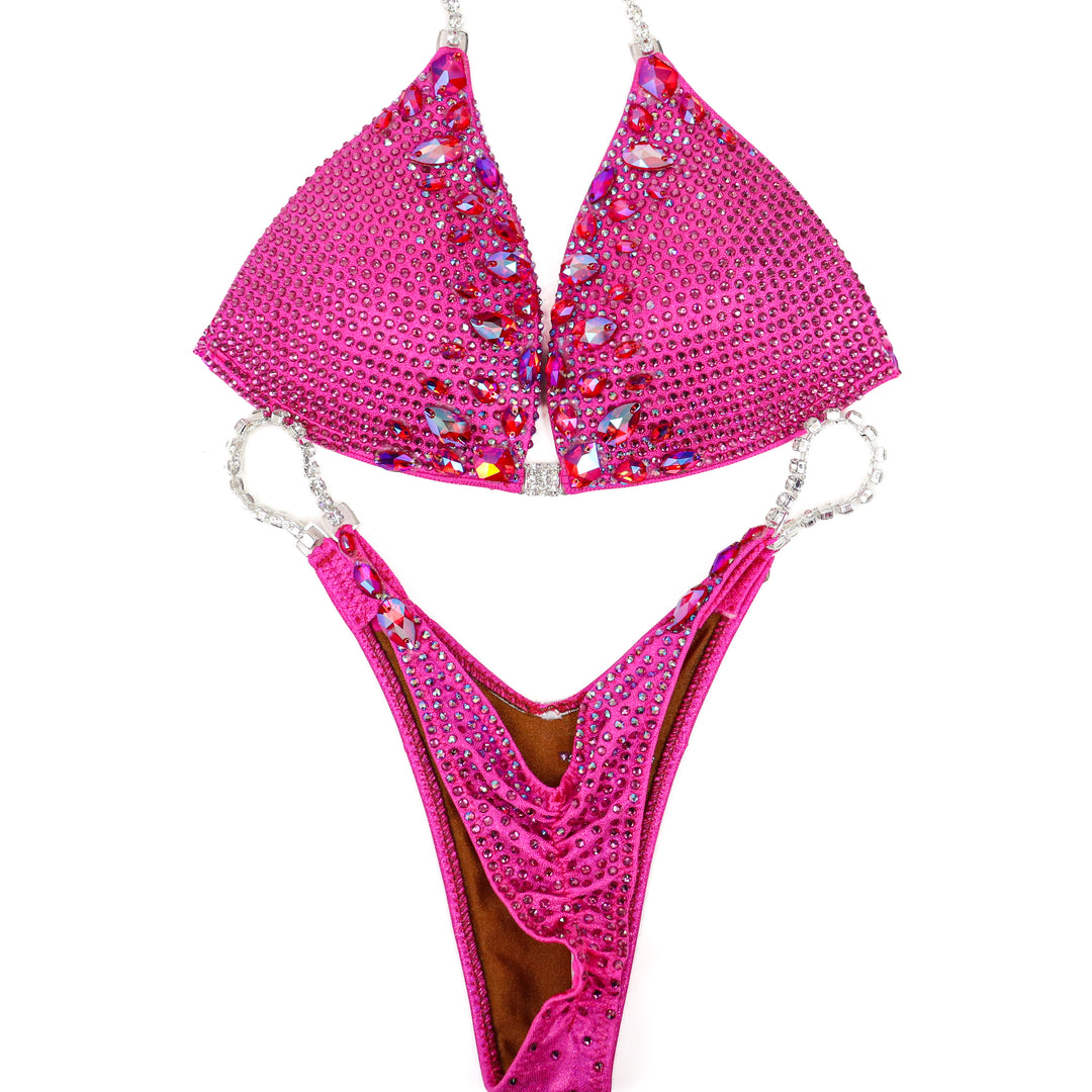 QS ST: Platinum Pink Ombre. Hologram Pink. Medium Molded/Pro.  Angel Competition BikinisThe best NPC Competition Suits for the Bikini Division, Fit Model Division Suits, and bodybuilding suits.