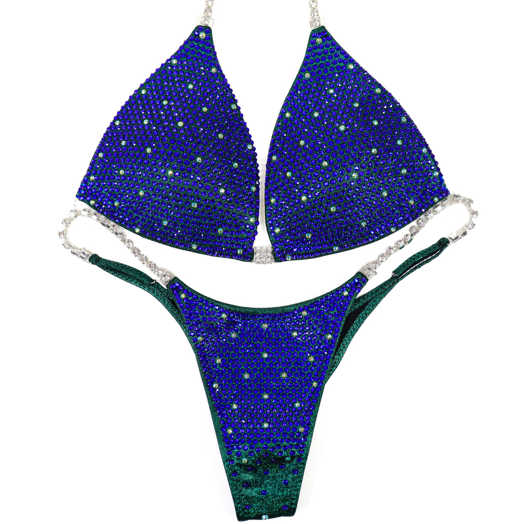 QS ST: Emerald Sapphire Shimmer. Hologram Emerald. Medium Molded/Pro.  Angel Competition BikinisThe best NPC Competition Suits for the Bikini Division, Fit Model Division Suits, and bodybuilding suits.