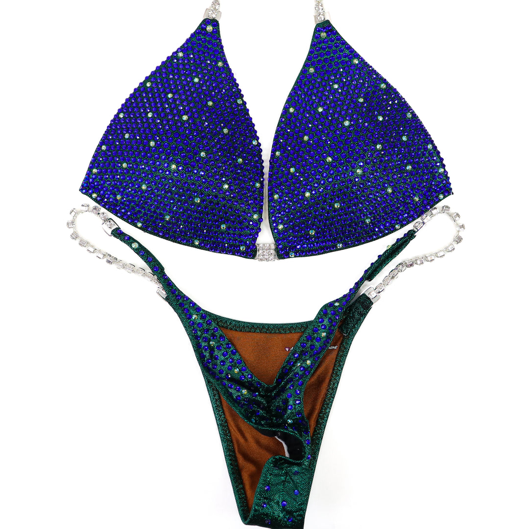 QS ST: Emerald Sapphire Shimmer. Hologram Emerald. Medium Molded/Pro.  Angel Competition BikinisThe best NPC Competition Suits for the Bikini Division, Fit Model Division Suits, and bodybuilding suits.