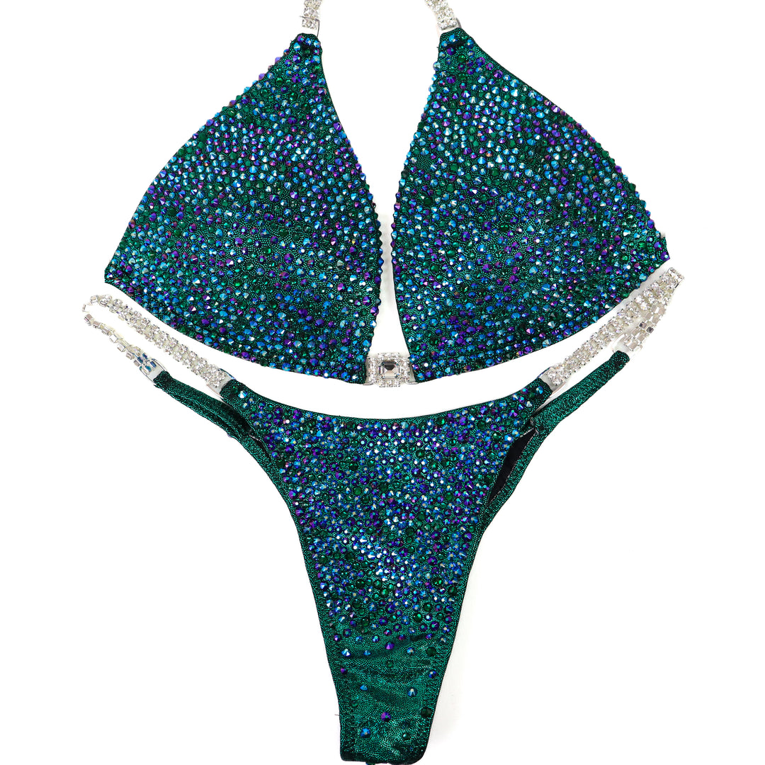 QS ST: Emerald City Radiance. Medium Molded/Pro.  Angel Competition BikinisThe best NPC Competition Suits for the Bikini Division, Fit Model Division Suits, and bodybuilding suits.
