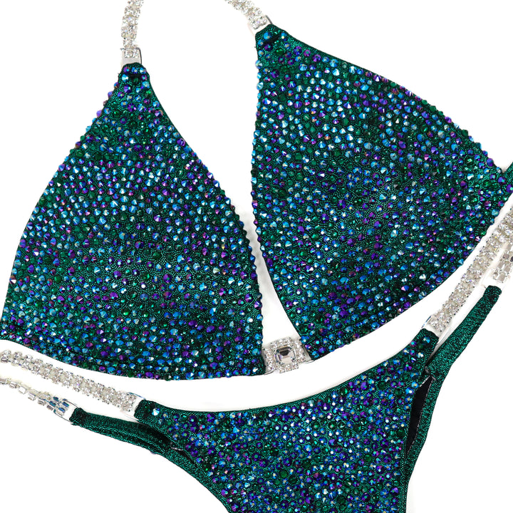 QS ST: Emerald City Radiance. Medium Molded/Pro.  Angel Competition BikinisThe best NPC Competition Suits for the Bikini Division, Fit Model Division Suits, and bodybuilding suits.
