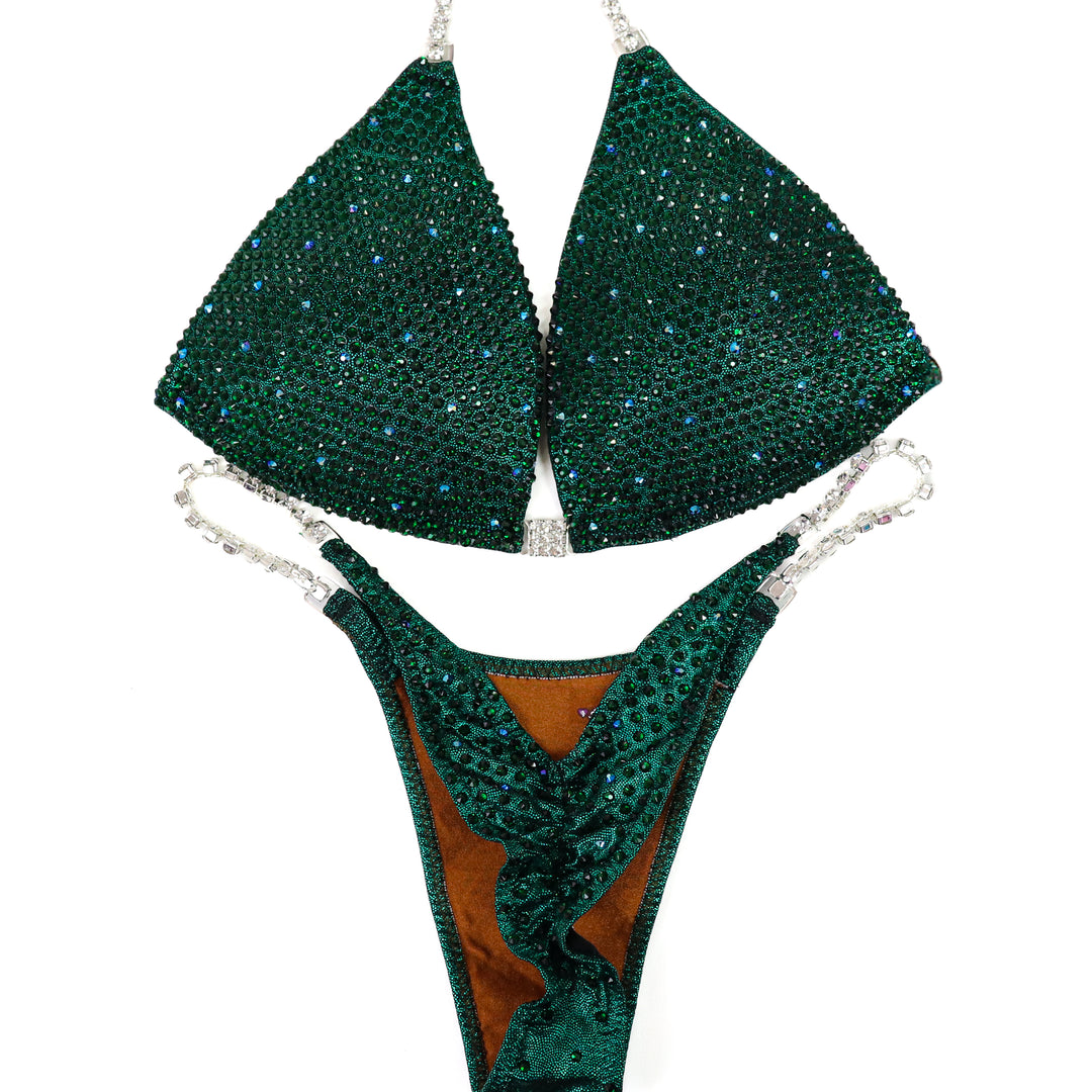 QS ST: Emerald AB Shimmer. Hologram Emerald. Medium Molded/Pro.  Angel Competition BikinisThe best NPC Competition Suits for the Bikini Division, Fit Model Division Suits, and bodybuilding suits.