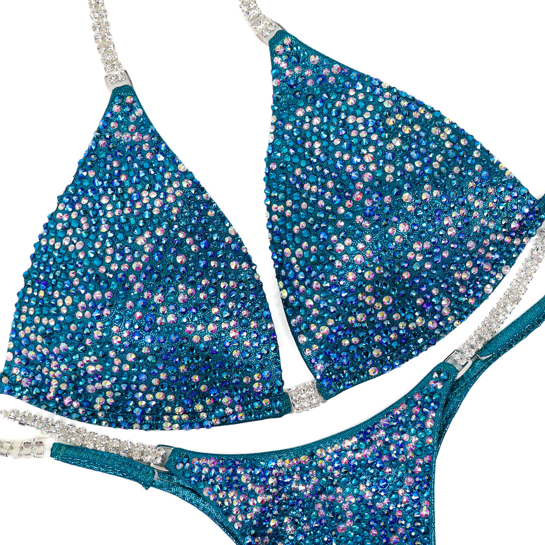 Teal Thunder Radiance  Angel Competition BikinisThe best NPC Competition Suits for the Bikini Division, Fit Model Division Suits, and bodybuilding suits.