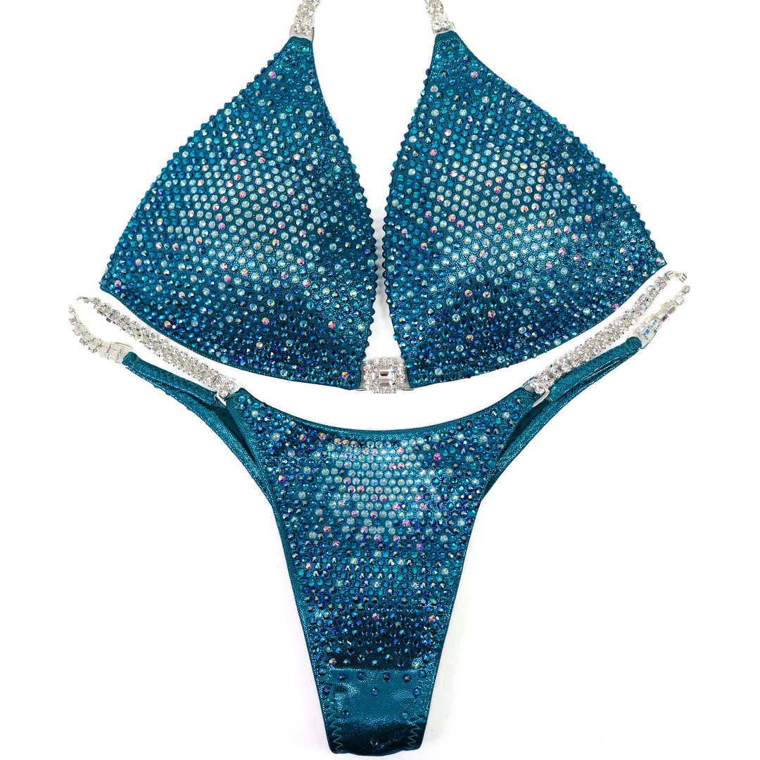 QS ST: Teal Nova. Medium Molded/Pro.  Angel Competition BikinisThe best NPC Competition Suits for the Bikini Division, Fit Model Division Suits, and bodybuilding suits.