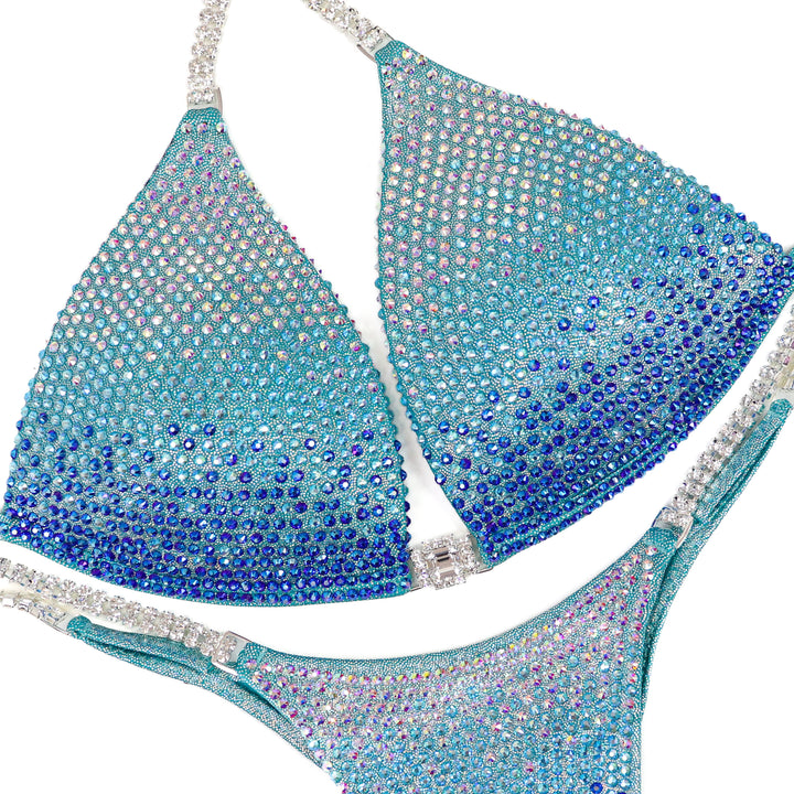 Hope's Icy Princess Gradient – crystal competition bikini for NPC Bikini and Wellness