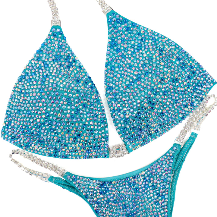 QS ST: Isa's Matte Aqua Radiance. Medium Molded/Pro.  Angel Competition BikinisThe best NPC Competition Suits for the Bikini Division, Fit Model Division Suits, and bodybuilding suits.