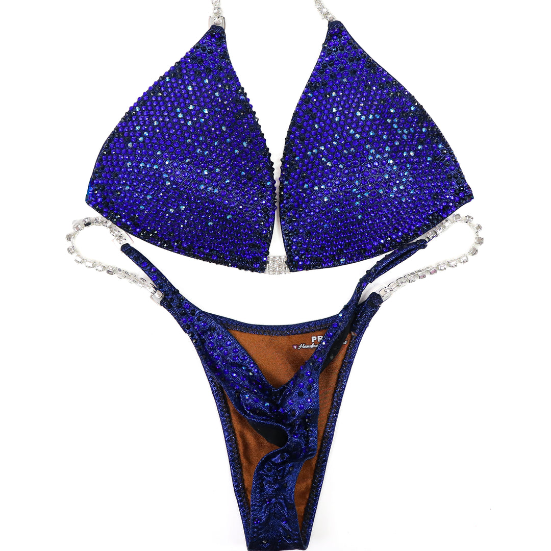 QS ST: Navy Night Nova. Hologram Dark Blue. Medium Molded/Pro.  Angel Competition BikinisThe best NPC Competition Suits for the Bikini Division, Fit Model Division Suits, and bodybuilding suits.