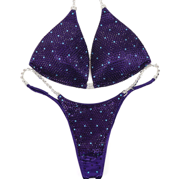 QS ST: Violet Vortex Shimmer. Hologram Eggplant. Medium Molded/Pro.  Angel Competition BikinisThe best NPC Competition Suits for the Bikini Division, Fit Model Division Suits, and bodybuilding suits.