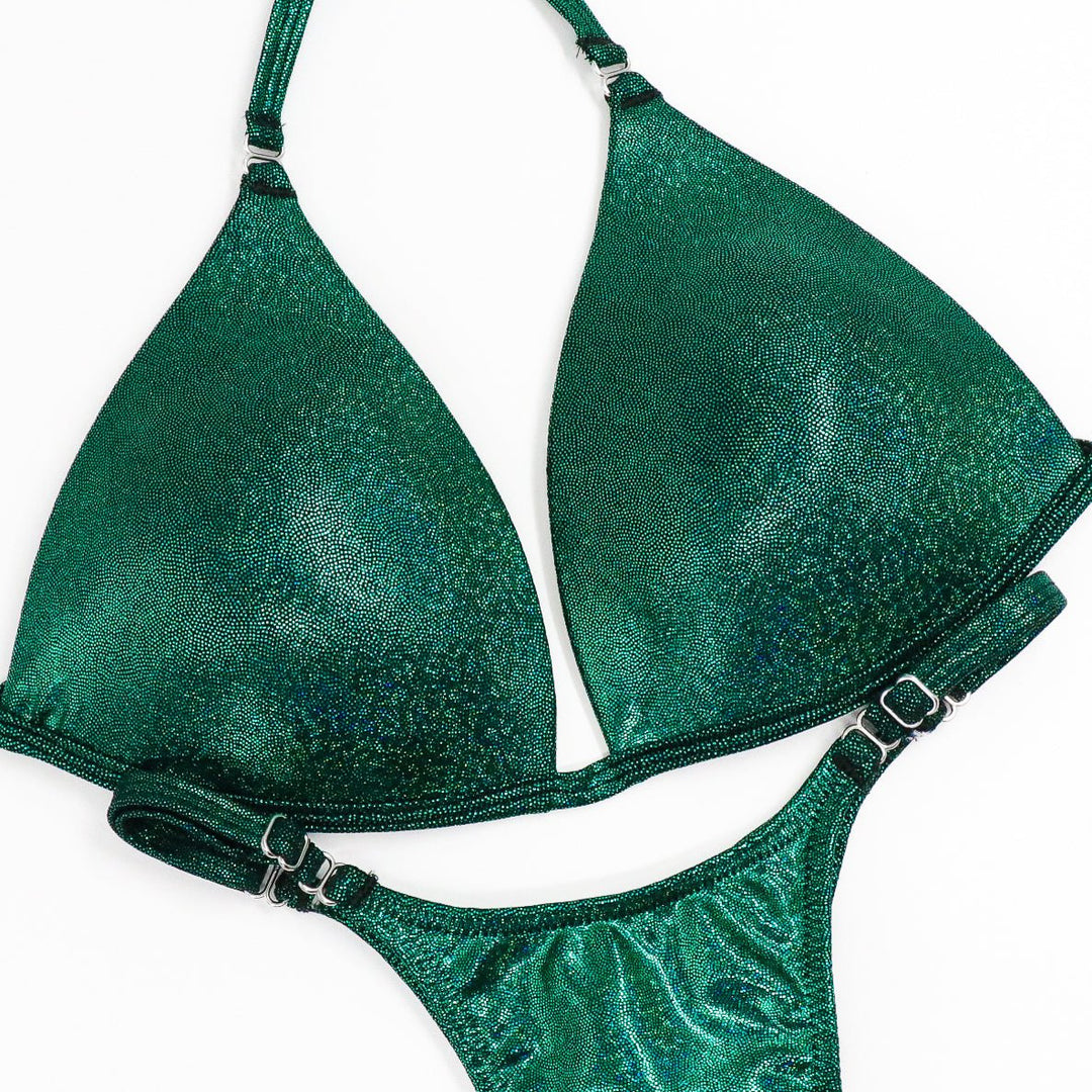 QS ST: Hologram Emerald Posing Practice Suit. Medium Molded/Pro.