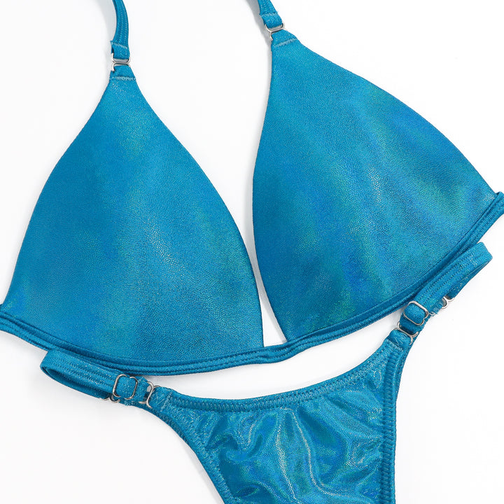 QS ST: Hologram Turquoise Posing Practice Suit. Medium Molded/Pro.