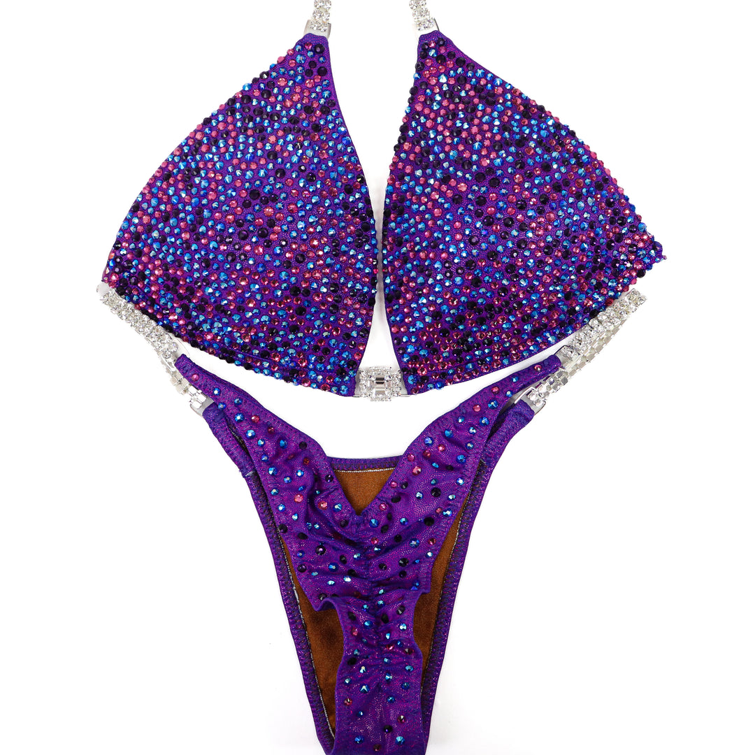 QS ST: Lauren's Pristine Purple Radiance. Medium Molded/Pro.  Angel Competition BikinisThe best NPC Competition Suits for the Bikini Division, Fit Model Division Suits, and bodybuilding suits.