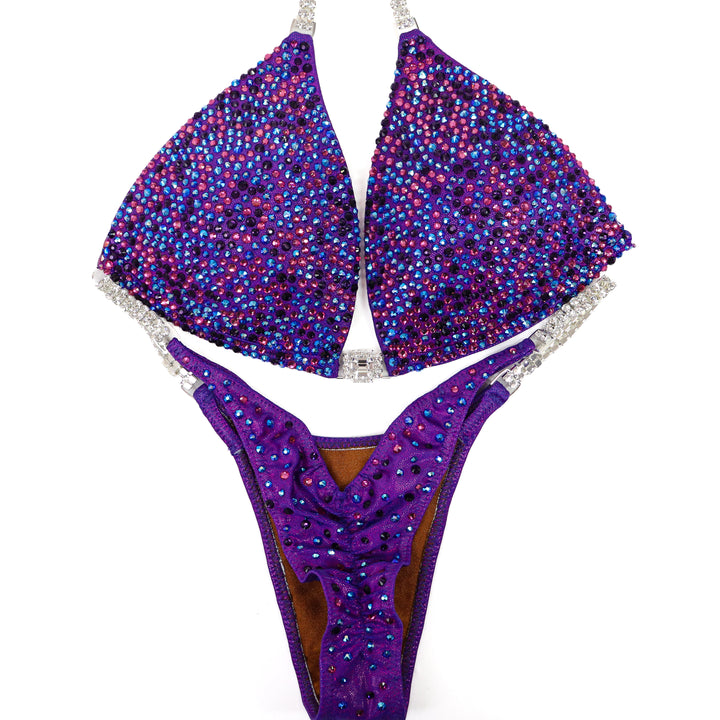 QS ST: Lauren's Pristine Purple Radiance. Medium Molded/Pro.  Angel Competition BikinisThe best NPC Competition Suits for the Bikini Division, Fit Model Division Suits, and bodybuilding suits.