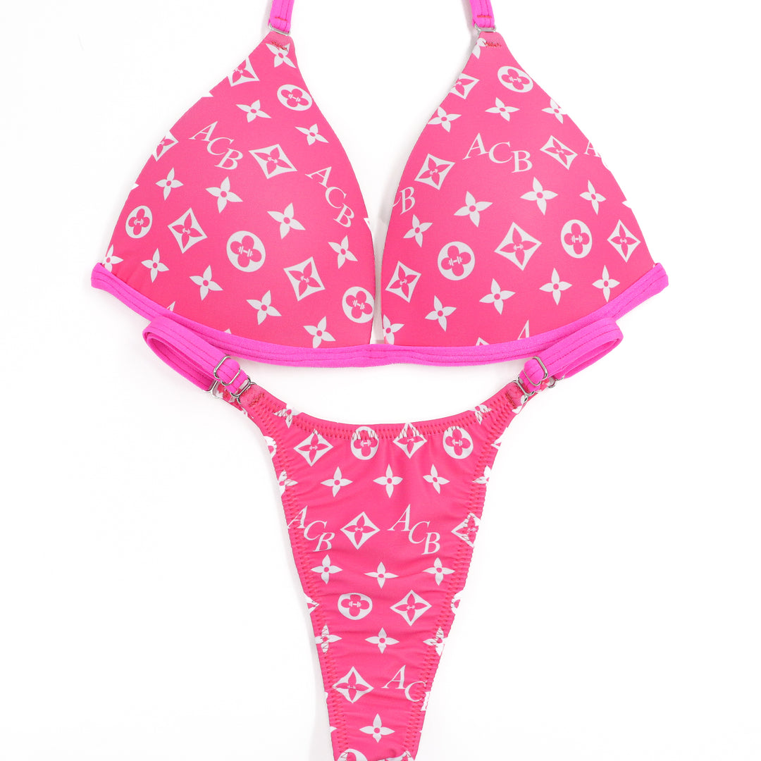 QS ST: Pink ACB Designer Posing Practice Suit. Medium Molded/Pro.