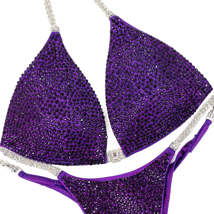 QS ST: Crystal Radiance. Hologram Purple. Medium Molded/Pro.  Angel Competition BikinisThe best NPC Competition Suits for the Bikini Division, Fit Model Division Suits, and bodybuilding suits.