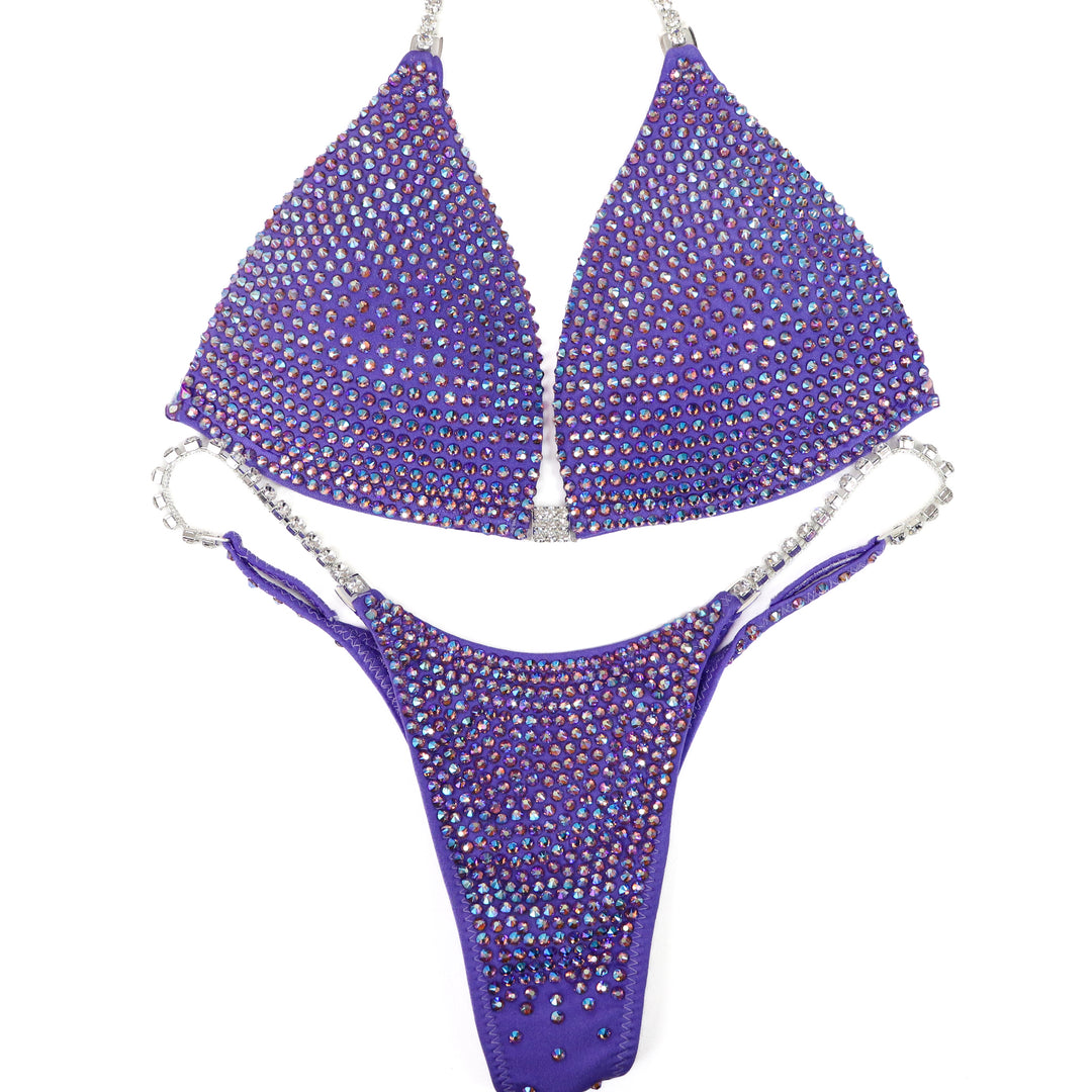 QS ST: Lilac Lustre Diamond Pro. Matte Lilac. Light Amethyst AB. Medium Molded/Pro.  Angel Competition BikinisThe best NPC Competition Suits for the Bikini Division, Fit Model Division Suits, and bodybuilding suits.