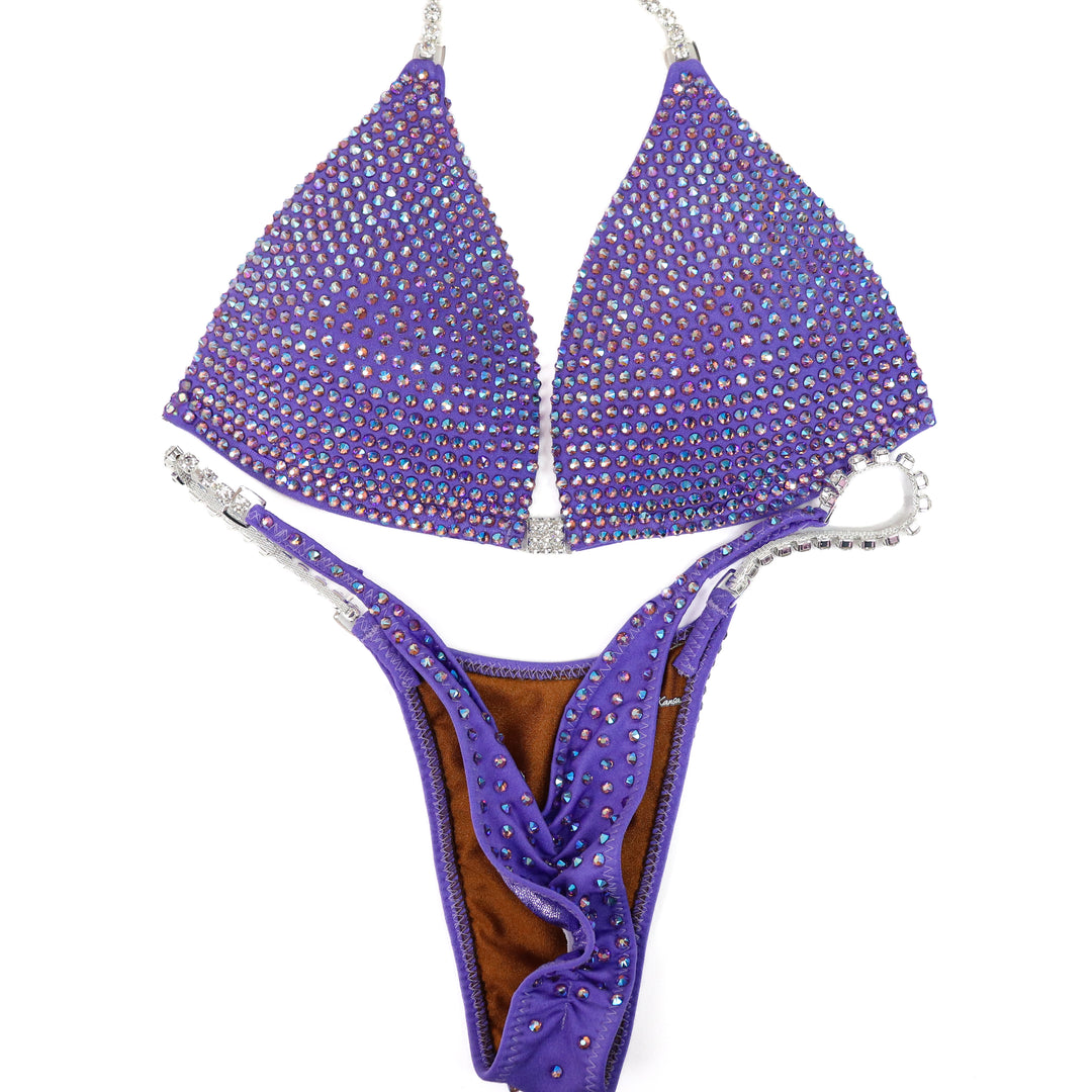 QS ST: Lilac Lustre Diamond Pro. Matte Lilac. Light Amethyst AB. Medium Molded/Pro.  Angel Competition BikinisThe best NPC Competition Suits for the Bikini Division, Fit Model Division Suits, and bodybuilding suits.