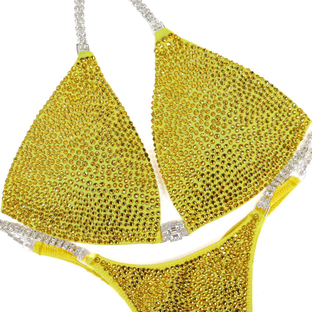 True Yellow Radiance  Angel Competition BikinisThe best NPC Competition Suits for the Bikini Division, Fit Model Division Suits, and bodybuilding suits.